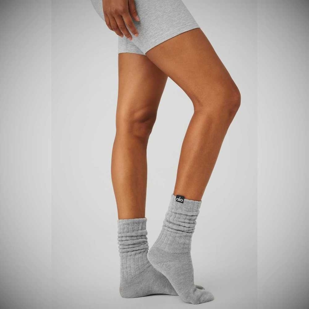 Alo Yoga Scrunch Socken Damen Grau | MNAPUO205