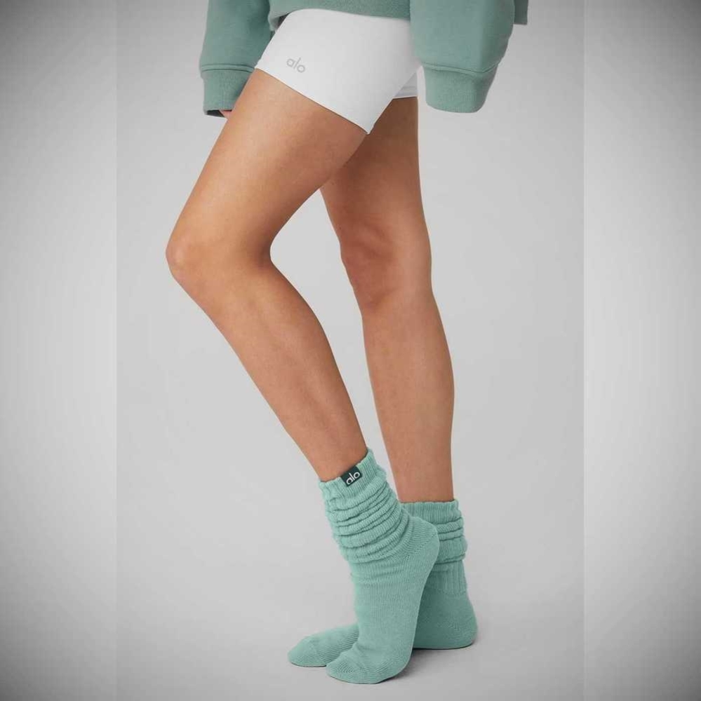 Alo Yoga Scrunch Socken Damen Hellblau | ABTRJP479