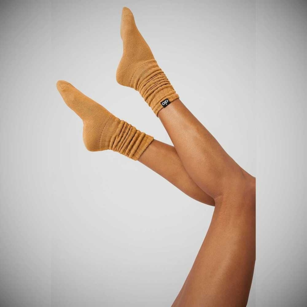 Alo Yoga Scrunch Socken Damen Toffee | UNWYBL286