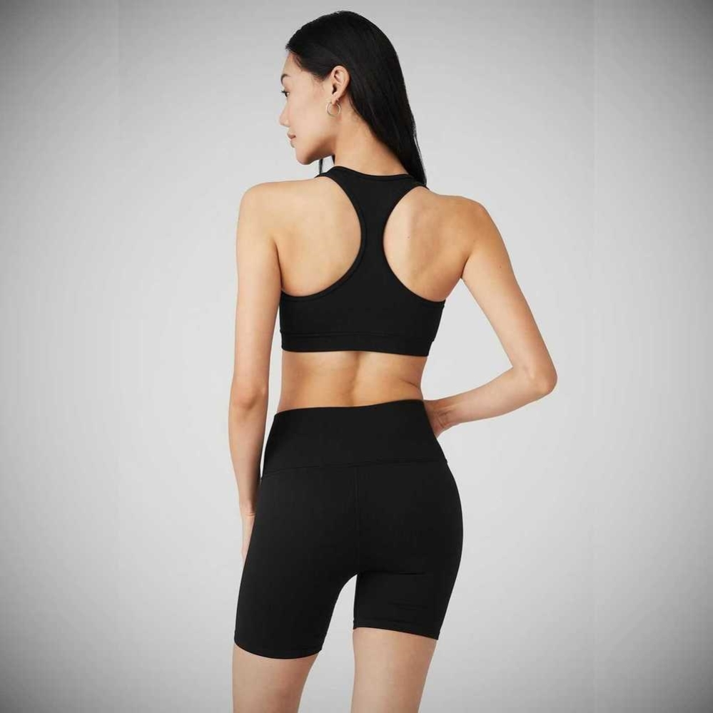 Alo Yoga Seamless Gerippt BHs Damen Schwarz | XMWBIK926