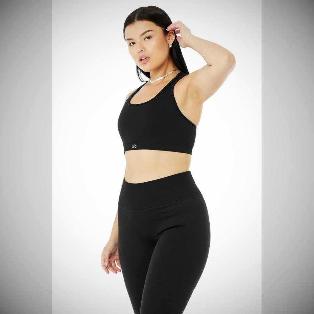 Alo Yoga Seamless Gerippt BHs Damen Schwarz | XMWBIK926