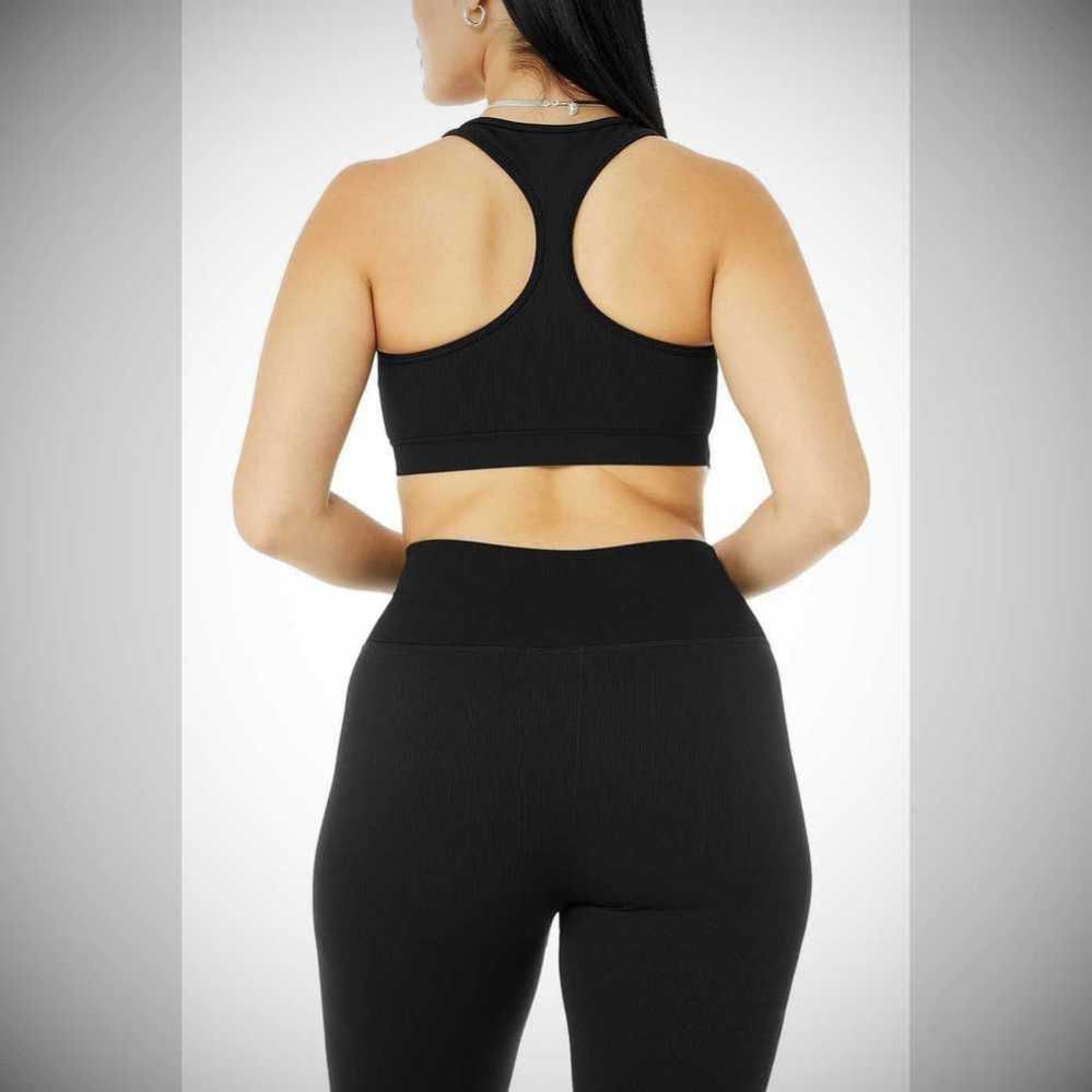 Alo Yoga Seamless Gerippt BHs Damen Schwarz | XMWBIK926