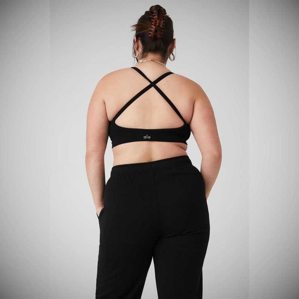 Alo Yoga Seamless Gerippt Low Back BHs Damen Schwarz | WCMGIP517