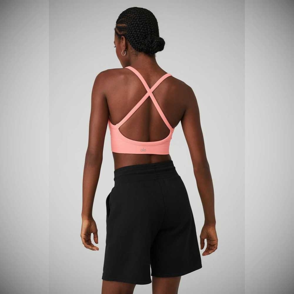 Alo Yoga Seamless Gerippt Low Back BHs Damen Rosa | XMVGPF973