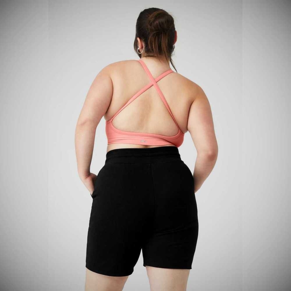 Alo Yoga Seamless Gerippt Low Back BHs Damen Rosa | XMVGPF973