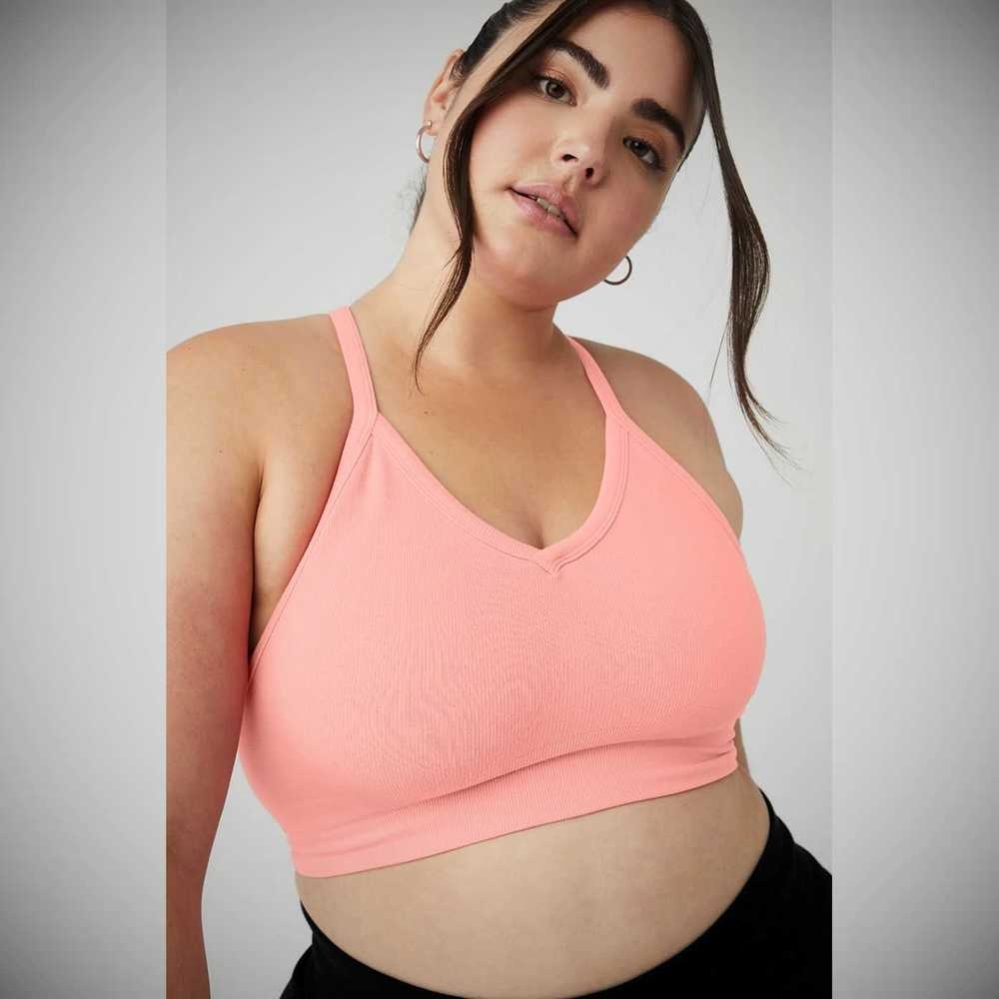 Alo Yoga Seamless Gerippt Low Back BHs Damen Rosa | XMVGPF973