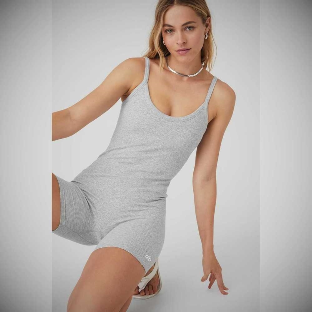 Alo Yoga Seamless Gerippt Mellow Onesies Damen Grau | OEZJBC715