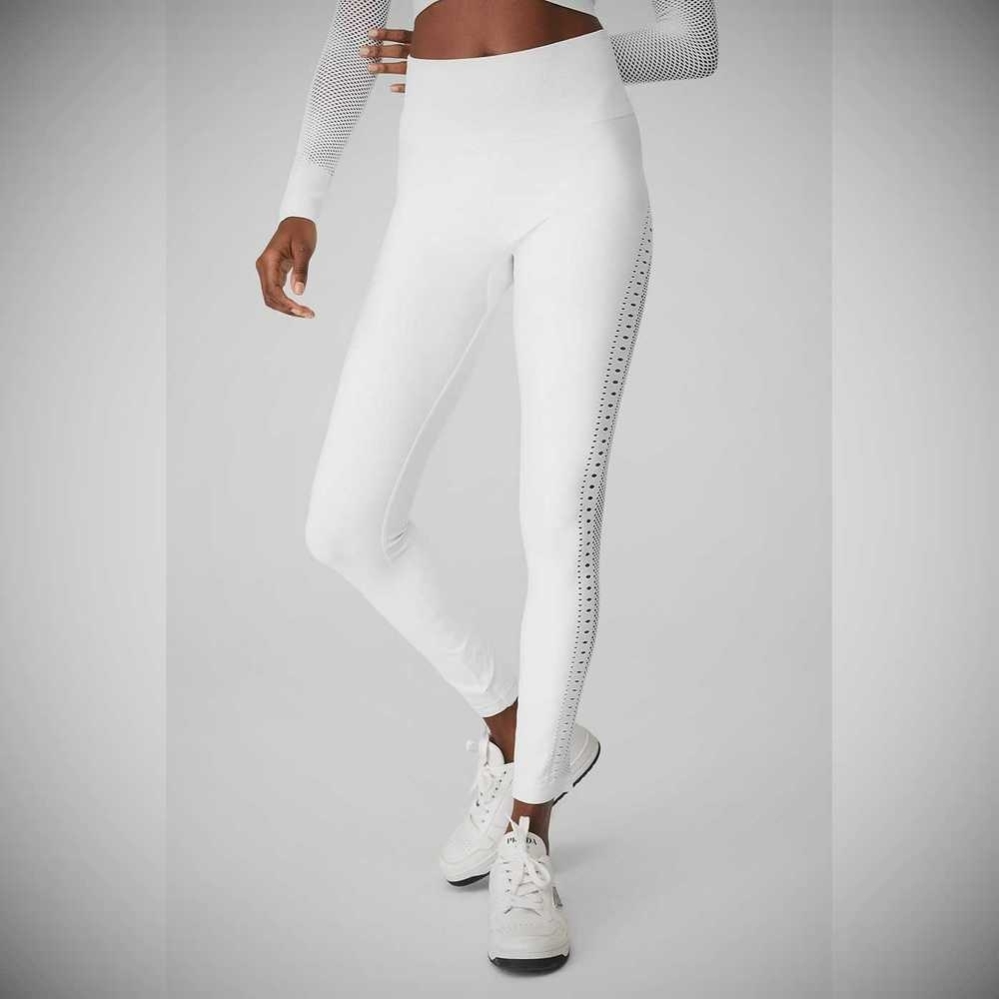 Alo Yoga Seamless High-Taille 7/8 Open Air Leggings Damen Weiß | BRCJKO350