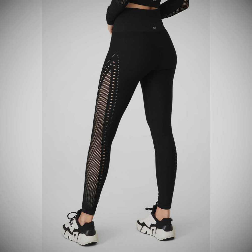 Alo Yoga Seamless High-Taille 7/8 Open Air Leggings Damen Schwarz | CGVRJK746