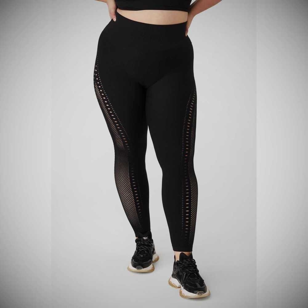 Alo Yoga Seamless High-Taille 7/8 Open Air Leggings Damen Schwarz | CGVRJK746