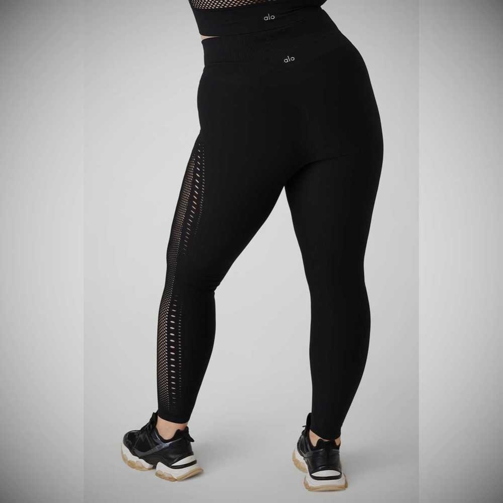 Alo Yoga Seamless High-Taille 7/8 Open Air Leggings Damen Schwarz | CGVRJK746