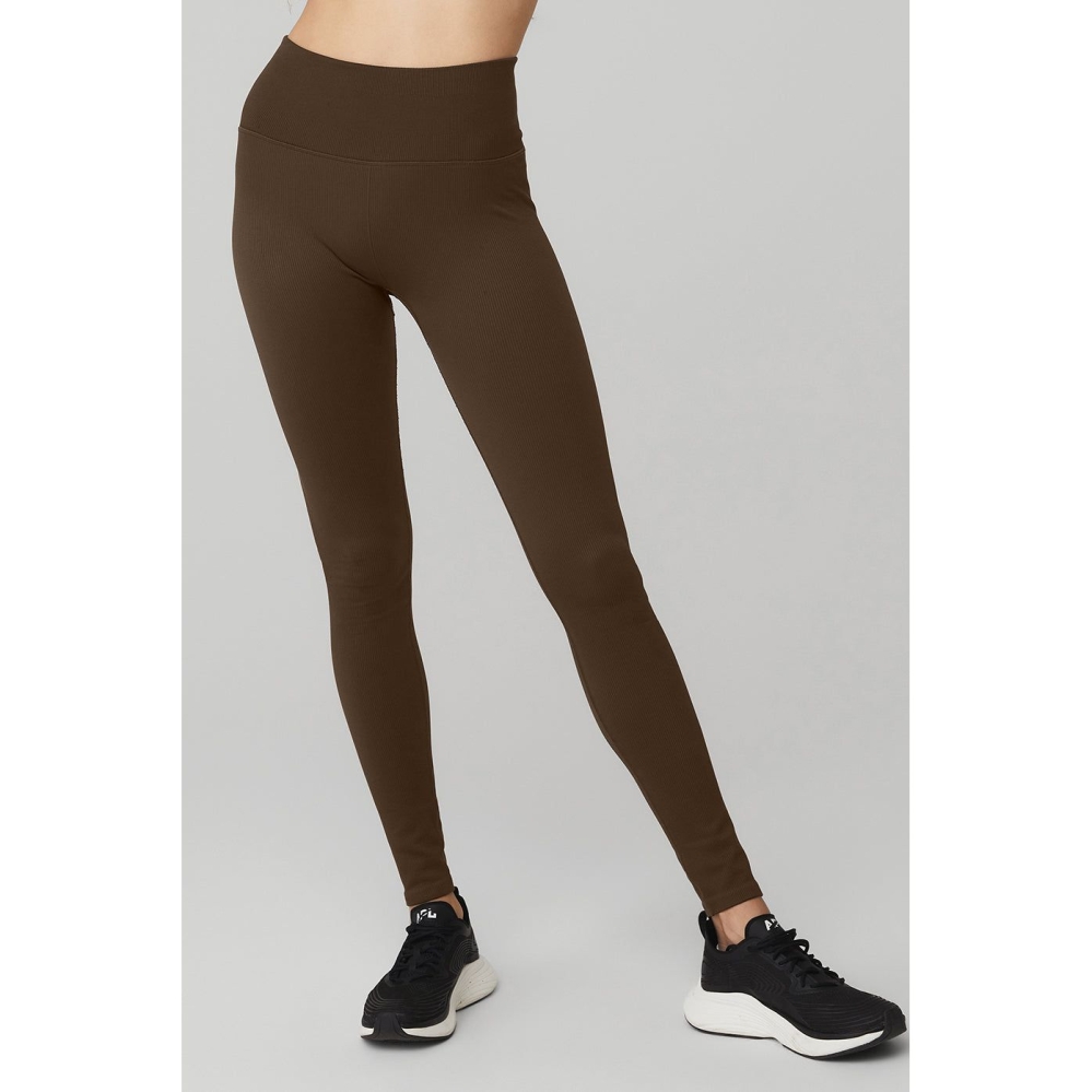 Alo Yoga Seamless High-Taille Gerippt Leggings Damen Kaffee | MGIQCP584