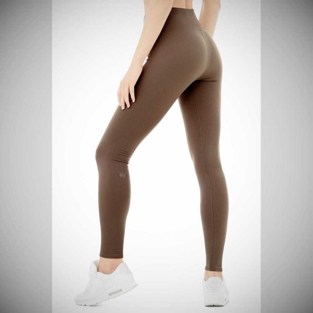 Alo Yoga Seamless High-Taille Gerippt Leggings Damen Kaffee | VJCGBY924