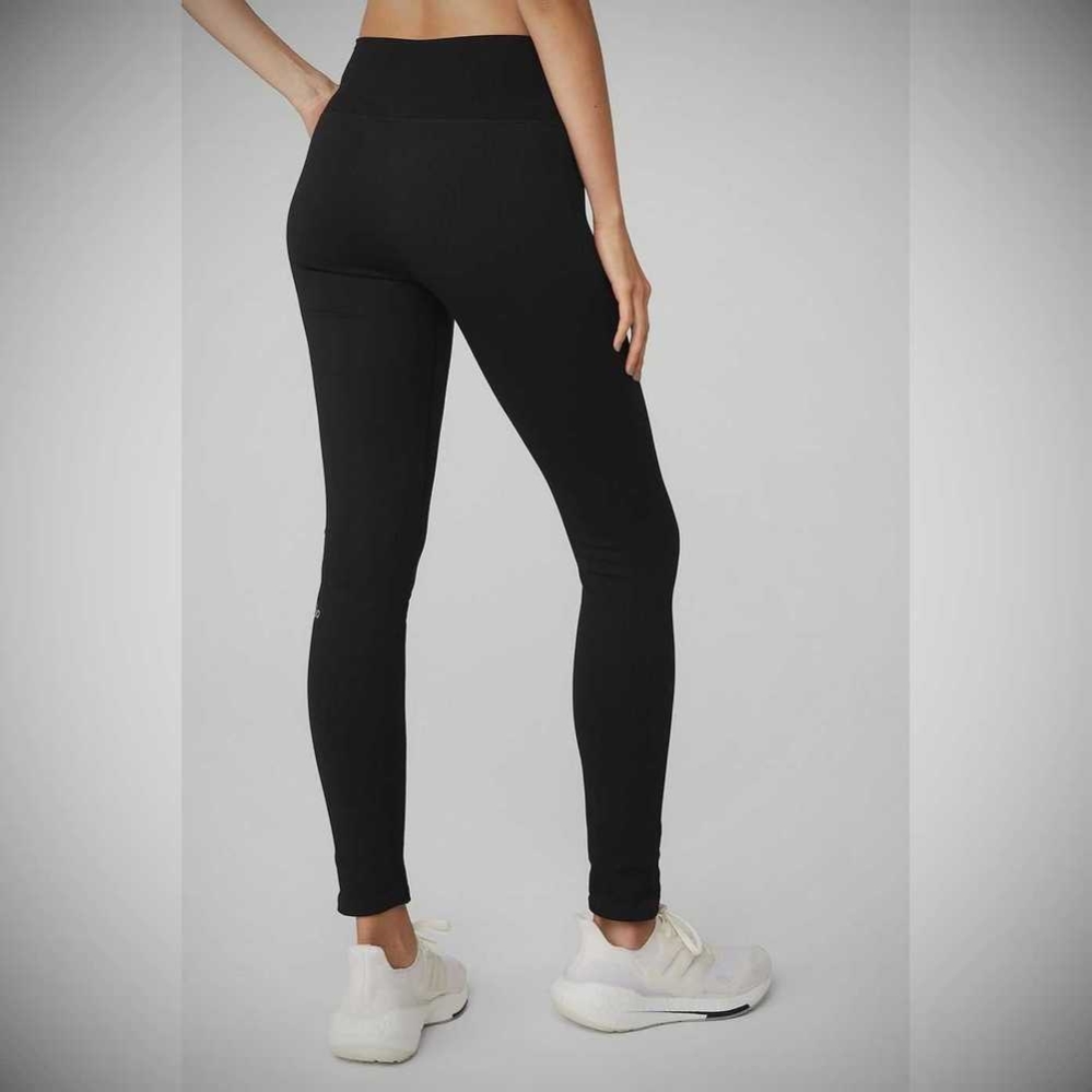 Alo Yoga Seamless High-Taille Gerippt Leggings Damen Schwarz | VPEQDU150