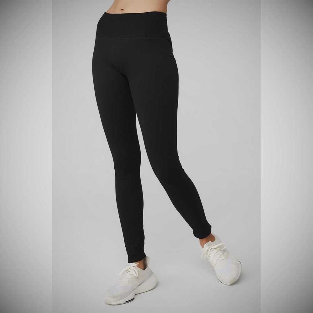 Alo Yoga Seamless High-Taille Gerippt Leggings Damen Schwarz | VPEQDU150