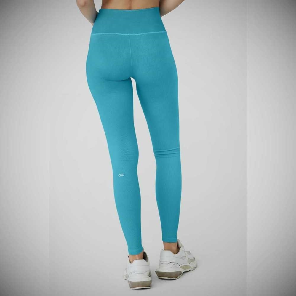 Alo Yoga Seamless High-Taille Gerippt Leggings Damen Blau | YISHKZ946