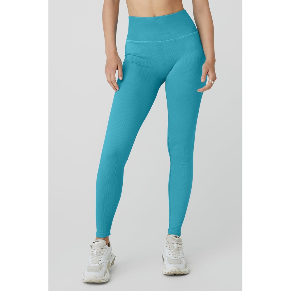 Alo Yoga Seamless High-Taille Gerippt Leggings Damen Blau | YISHKZ946