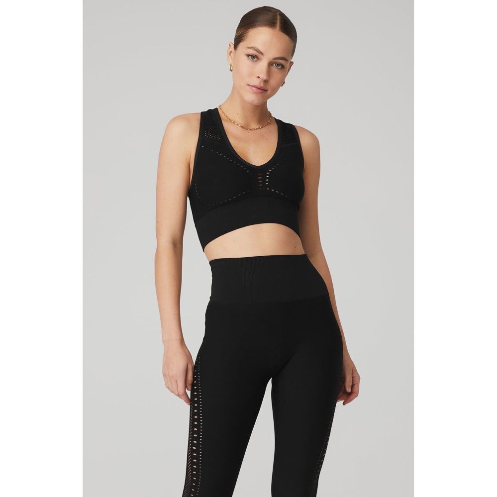 Alo Yoga Seamless Open Air BHs Damen Schwarz | TNYXEK172