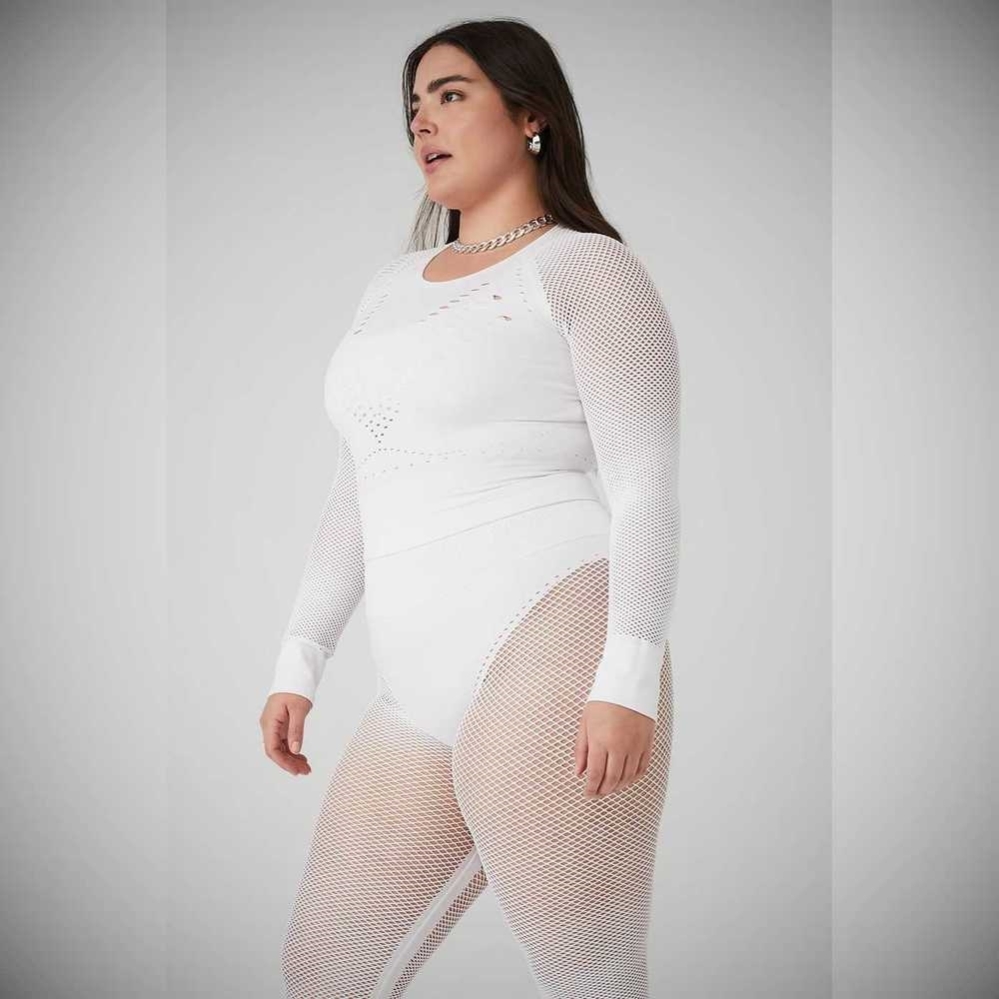 Alo Yoga Seamless Open Air Long Sleeve Damen Weiß | OQCAWP681