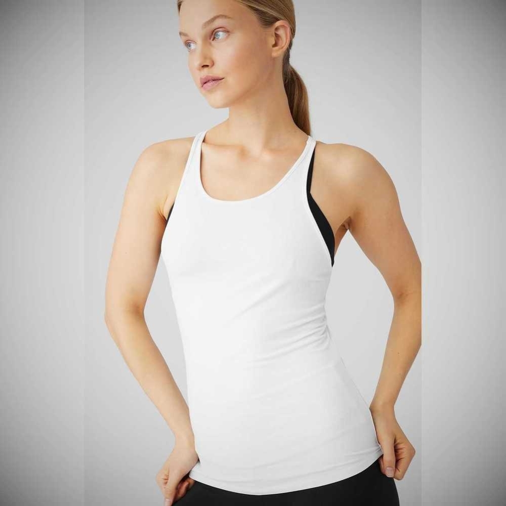 Alo Yoga Select Muskelshirt Damen Weiß | DCNJFQ823