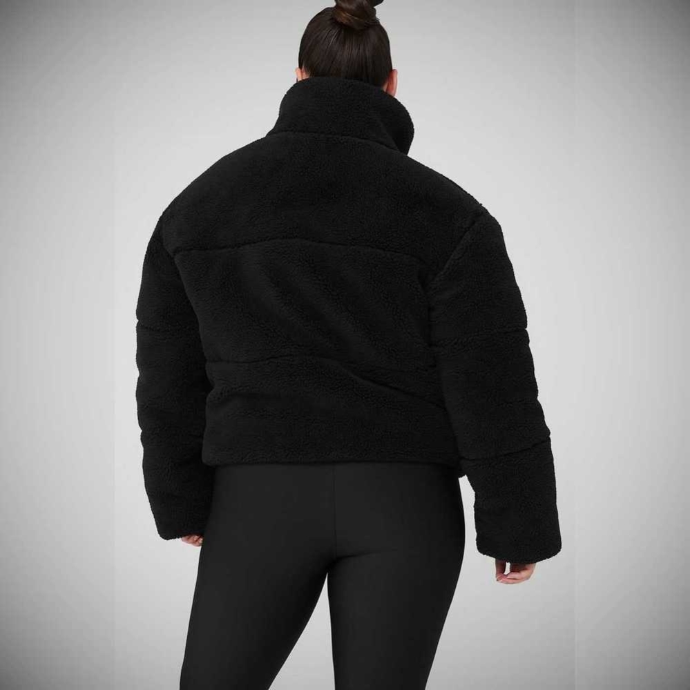 Alo Yoga Sherpa Snow Angel Puffer Jacke Damen Schwarz | FYPQEV729