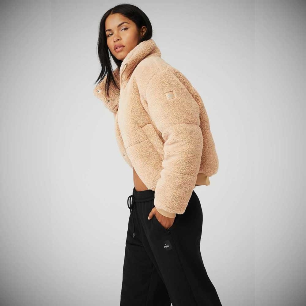 Alo Yoga Sherpa Snow Angel Puffer Jacke Damen Camel | WLIPSX859