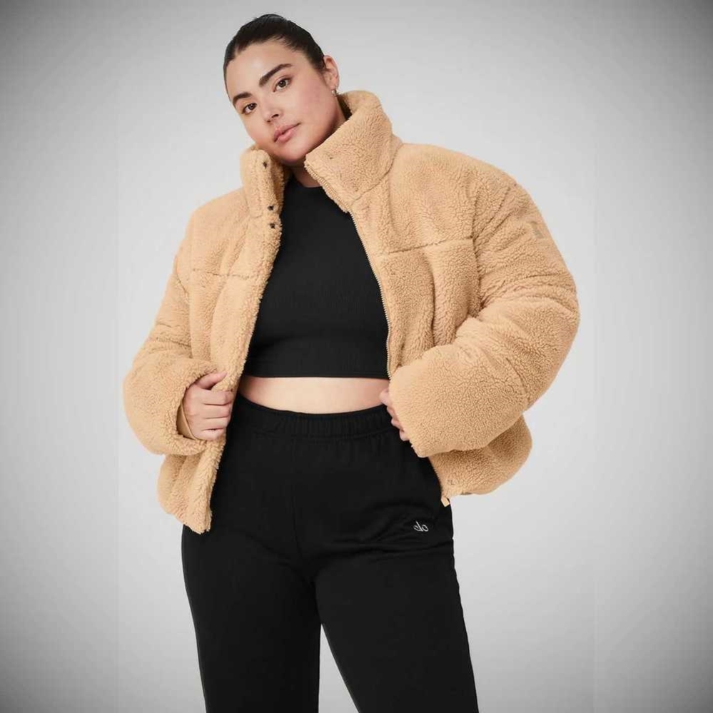 Alo Yoga Sherpa Snow Angel Puffer Jacke Damen Camel | WLIPSX859