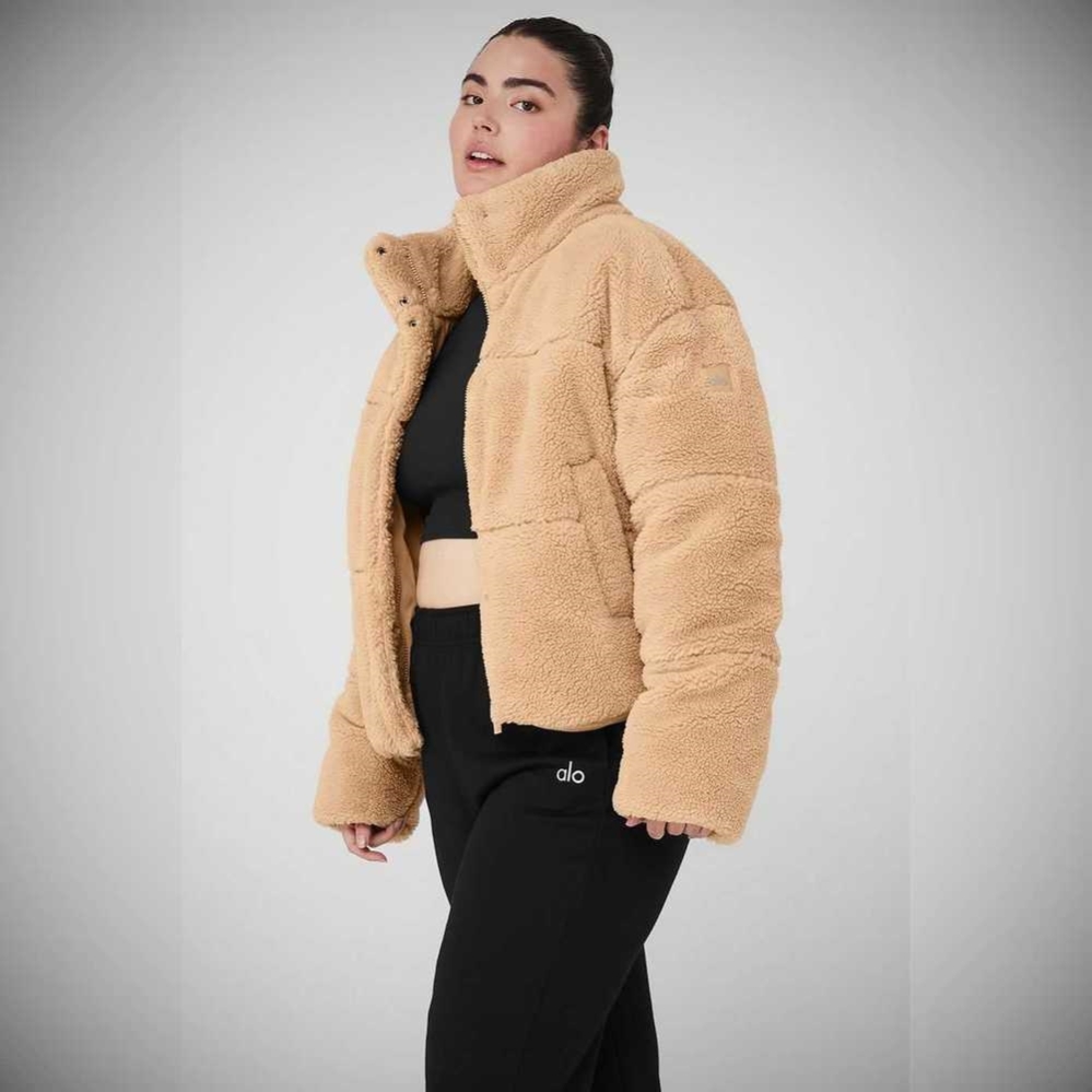 Alo Yoga Sherpa Snow Angel Puffer Jacke Damen Camel | WLIPSX859