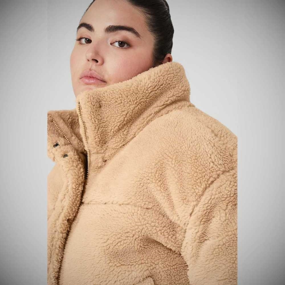 Alo Yoga Sherpa Snow Angel Puffer Jacke Damen Camel | WLIPSX859