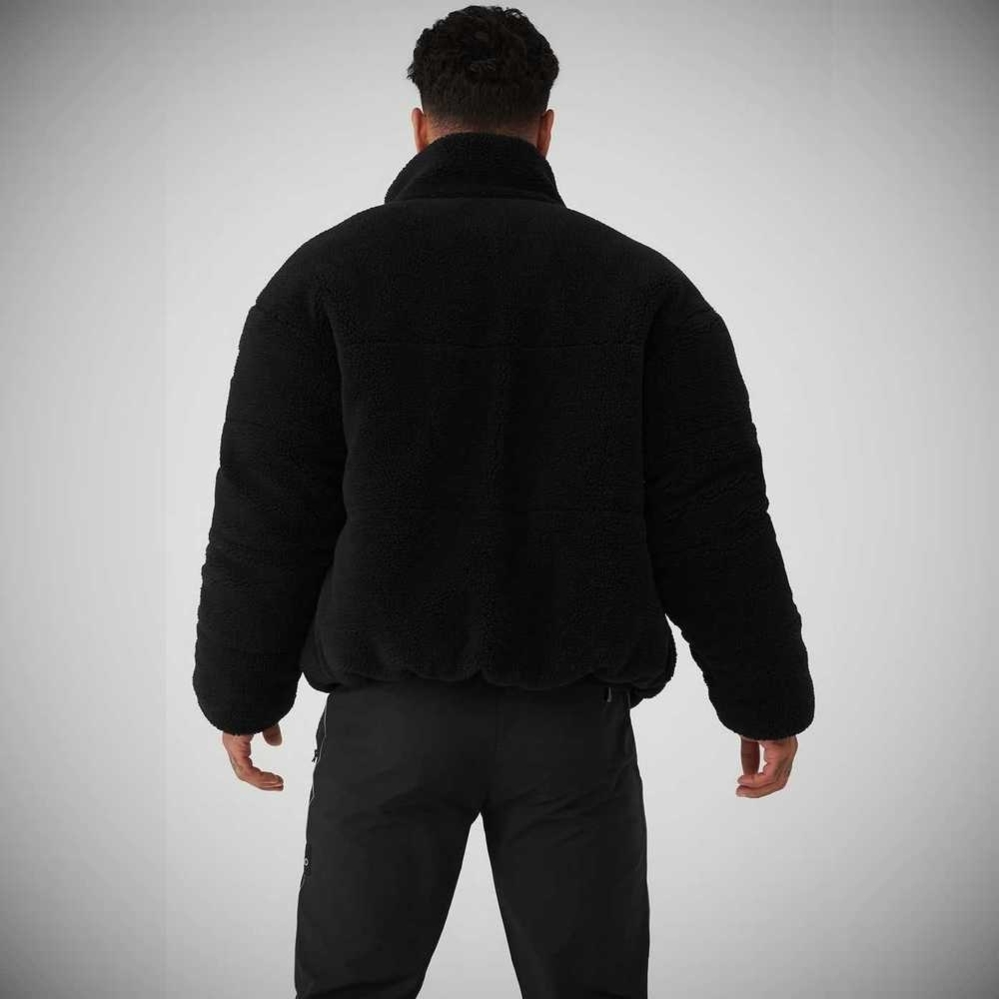 Alo Yoga Sherpa Stage Puffer Oberbekleidung Herren Schwarz | PBILAE092