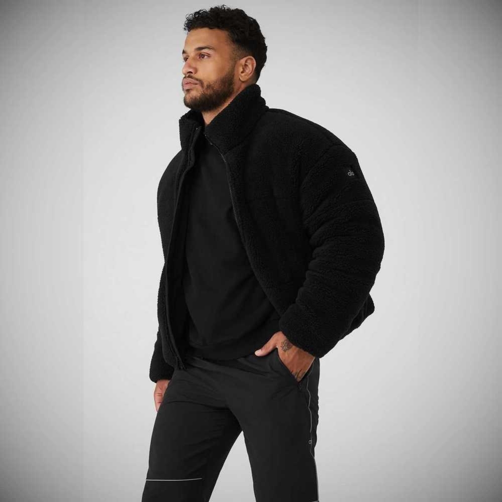 Alo Yoga Sherpa Stage Puffer Oberbekleidung Herren Schwarz | PBILAE092