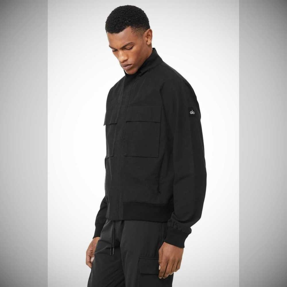 Alo Yoga Shoreline Bomber Jacke Herren Schwarz | JSAKLN734