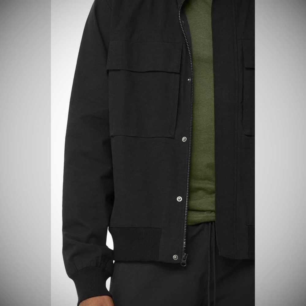 Alo Yoga Shoreline Bomber Jacke Herren Schwarz | JSAKLN734