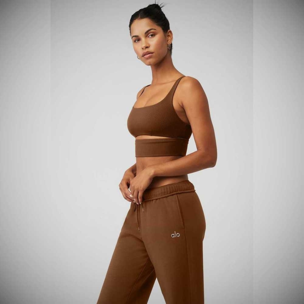 Alo Yoga Slit BHs Damen Braun | INOBLY830