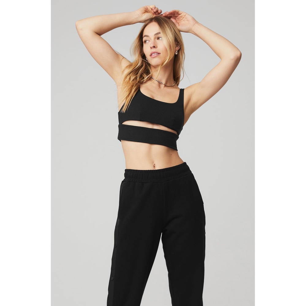 Alo Yoga Slit BHs Damen Schwarz | ZSBLTE975