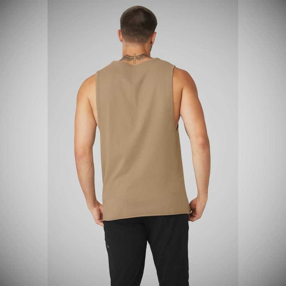 Alo Yoga Society Muskelshirt Herren Braun | WJGRMC852