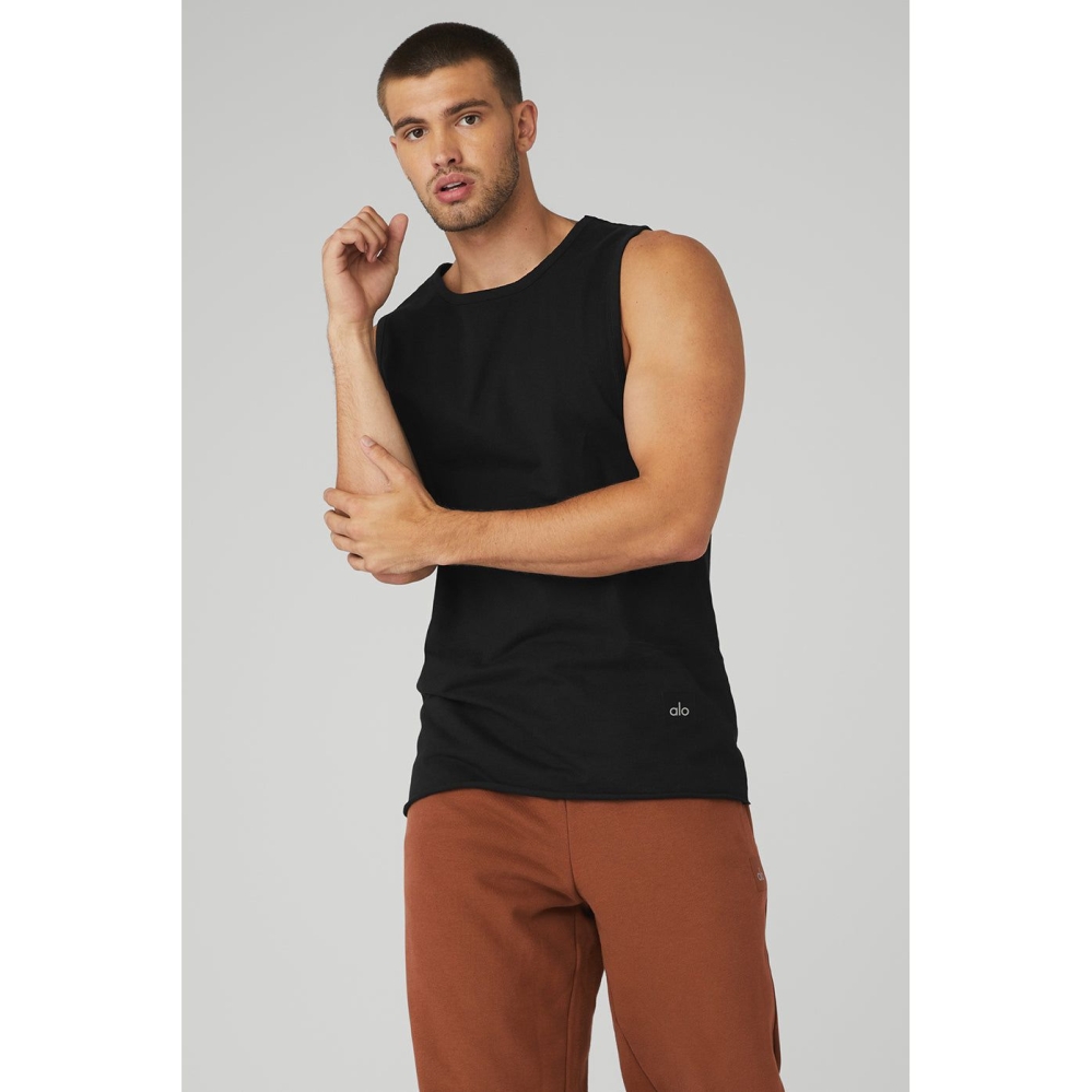 Alo Yoga Society Muskelshirt Herren Schwarz | ABVEFP160