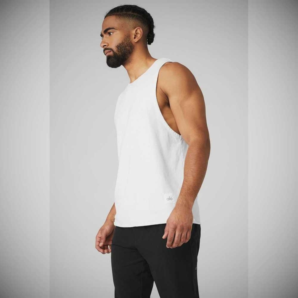 Alo Yoga Society Muskelshirt Herren Weiß | MXERPS583