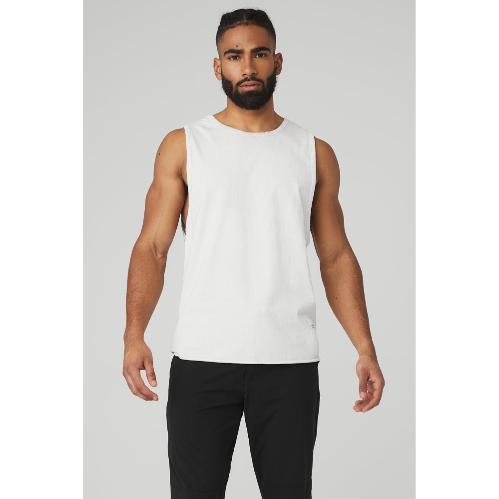 Alo Yoga Society Muskelshirt Herren Weiß | MXERPS583