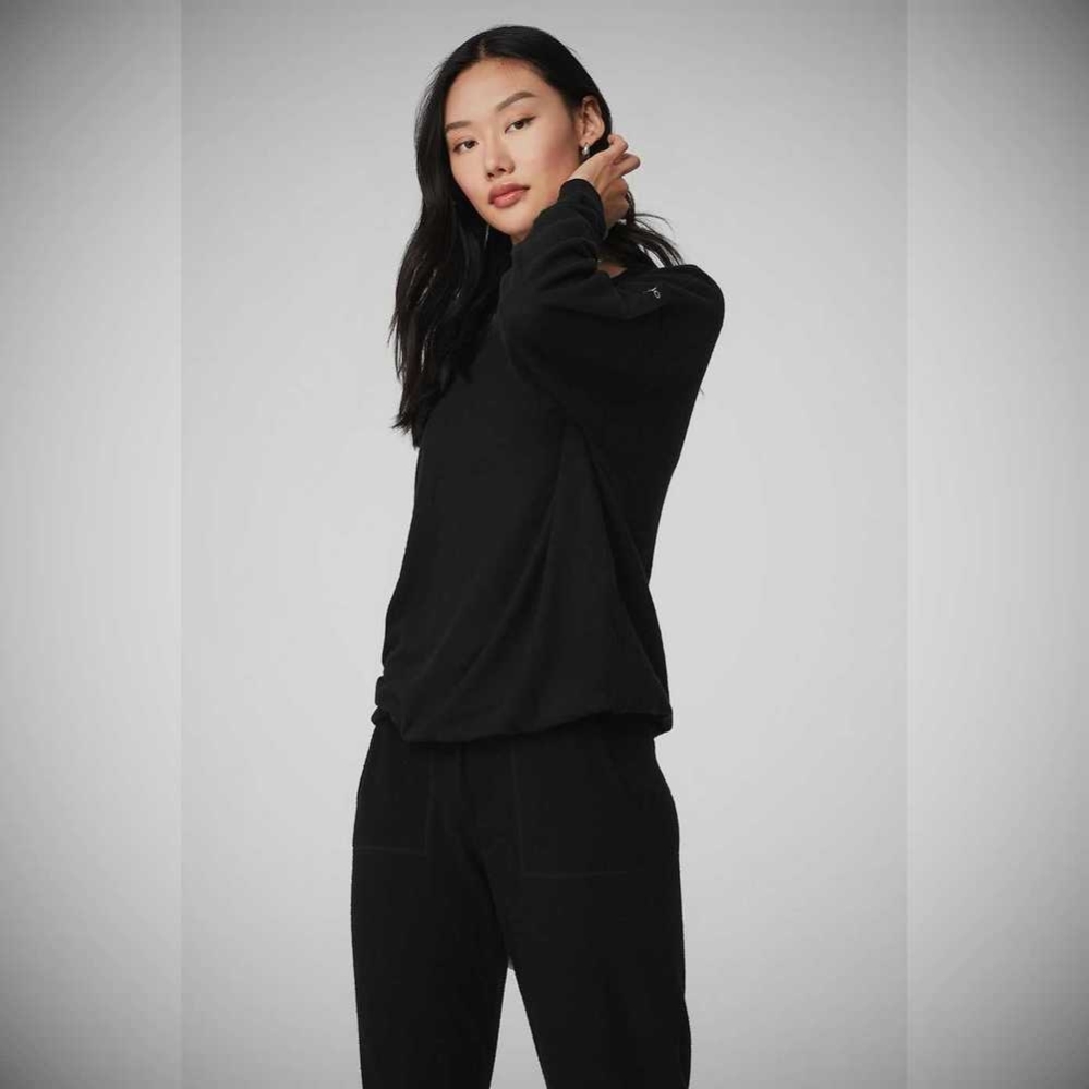 Alo Yoga Soho Pullover Damen Schwarz | HIAJVN712