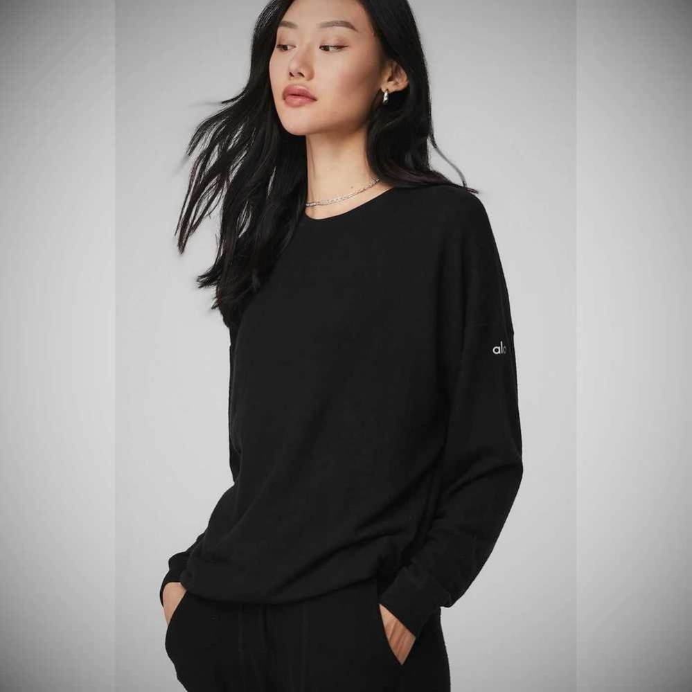 Alo Yoga Soho Pullover Damen Schwarz | HIAJVN712