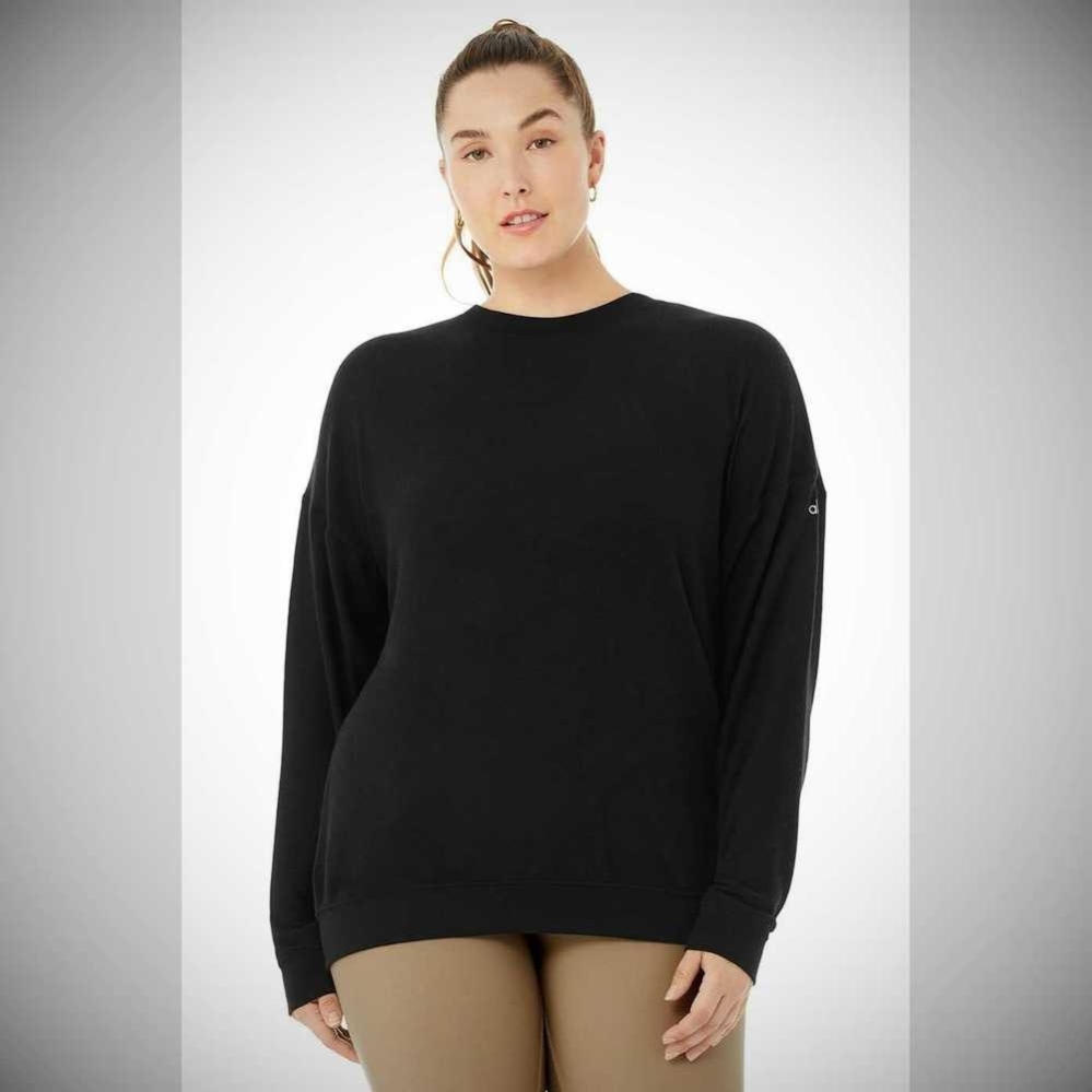 Alo Yoga Soho Pullover Damen Schwarz | HIAJVN712