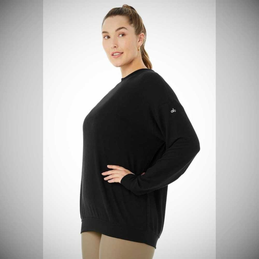 Alo Yoga Soho Pullover Damen Schwarz | HIAJVN712