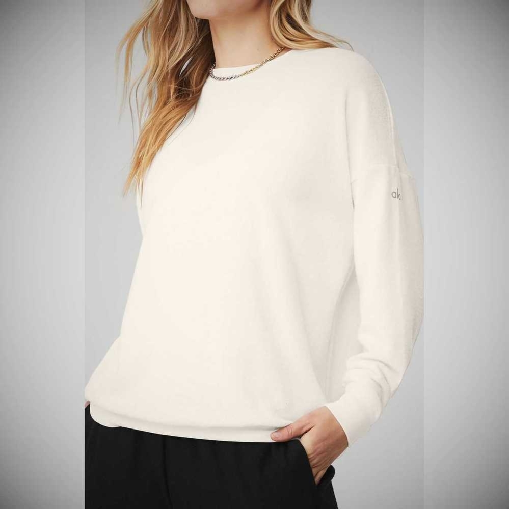 Alo Yoga Soho Pullover Damen Weiß | JHWNUX416