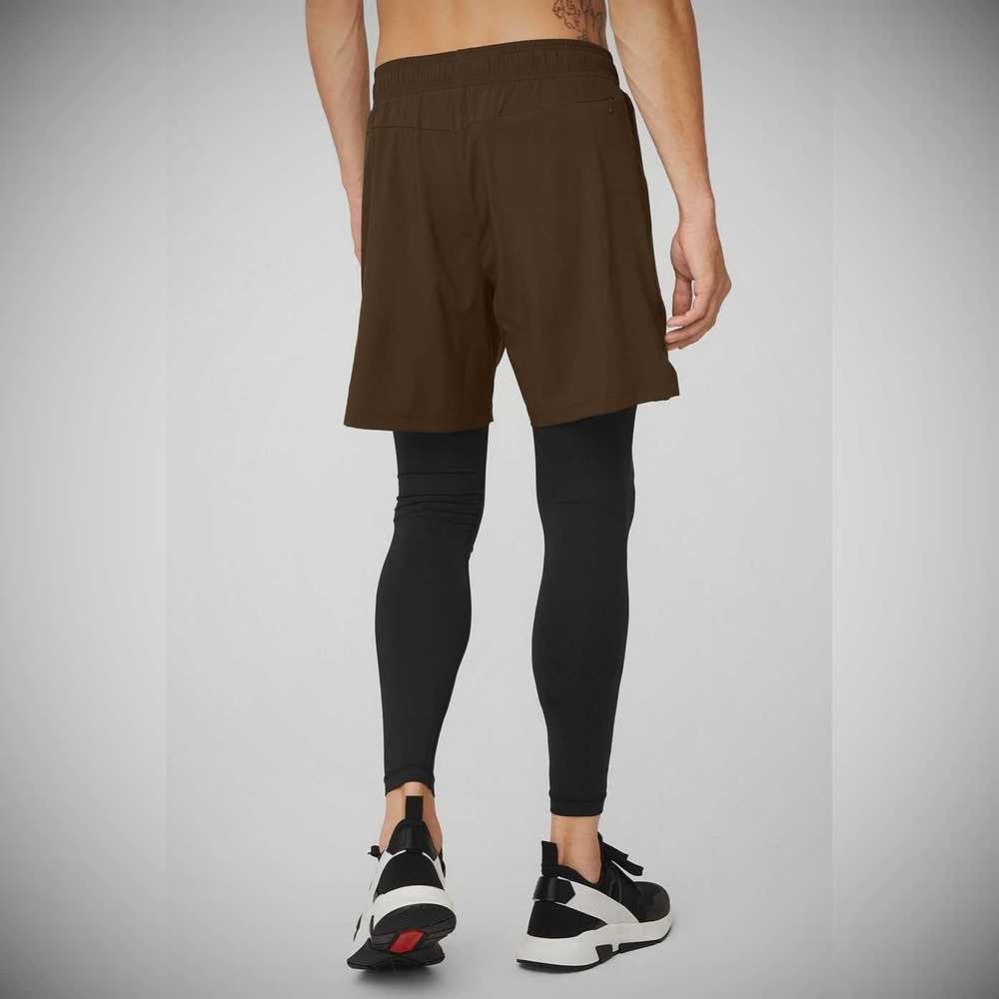 Alo Yoga Stabilität 2-In-1 Hose Herren Kaffee Schwarz | BASICD183