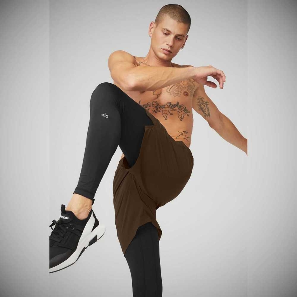 Alo Yoga Stabilität 2-In-1 Hose Herren Kaffee Schwarz | BASICD183