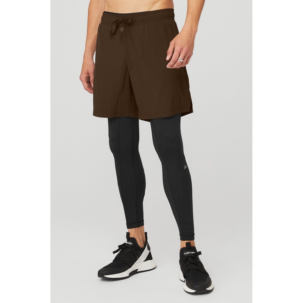 Alo Yoga Stabilität 2-In-1 Hose Herren Kaffee Schwarz | BASICD183