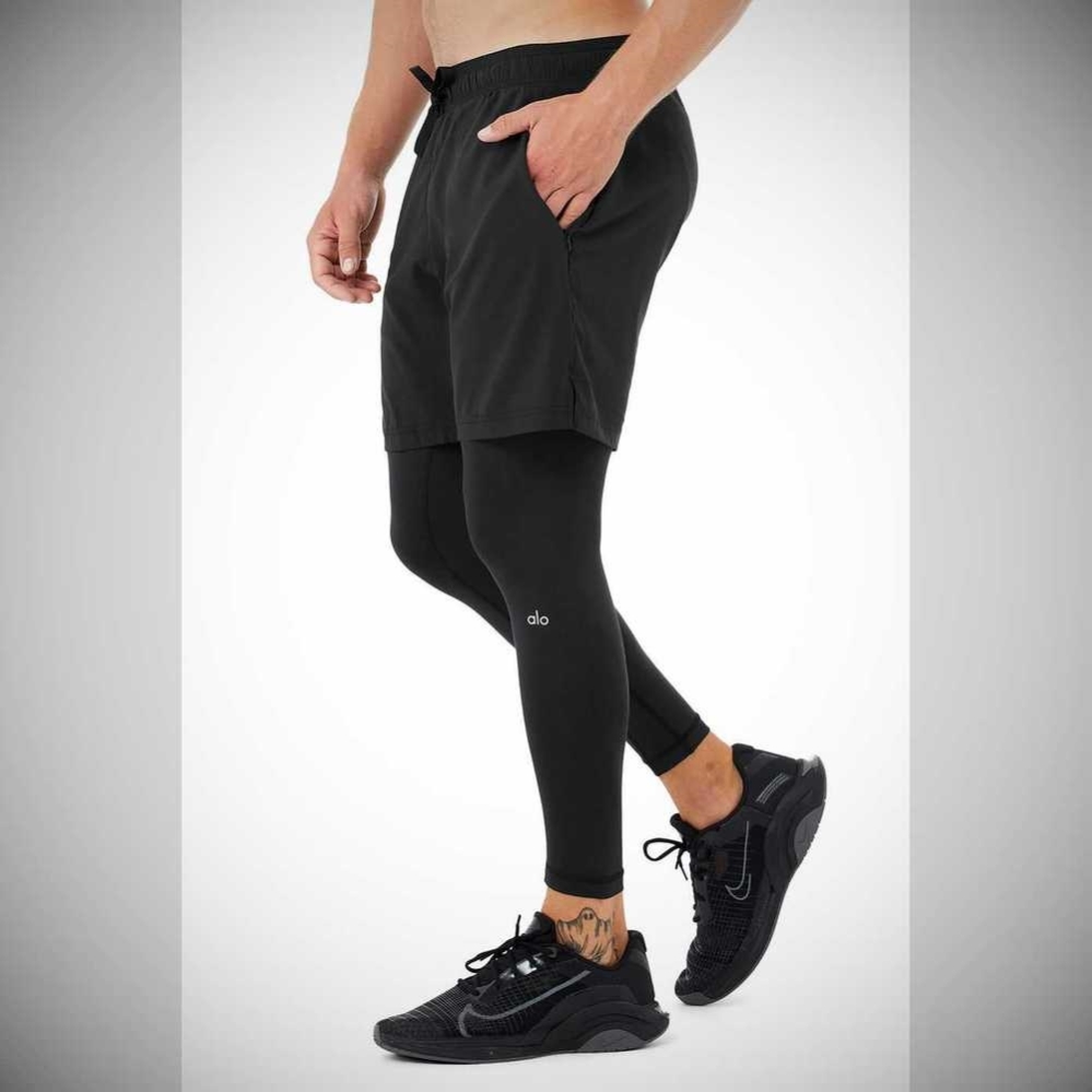 Alo Yoga Stabilität 2-In-1 Hose Herren Schwarz | UKFITC980