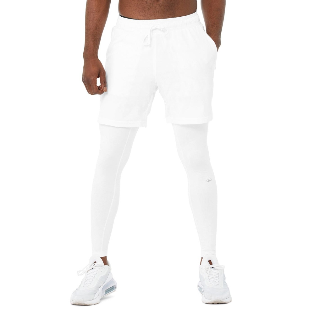 Alo Yoga Stabilität 2-In-1 Hose Herren Weiß | WHZXND492