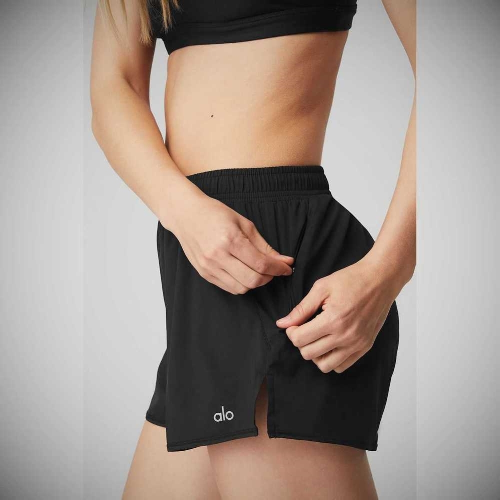 Alo Yoga Stride Kurze Hose Damen Schwarz | IBKUZN148